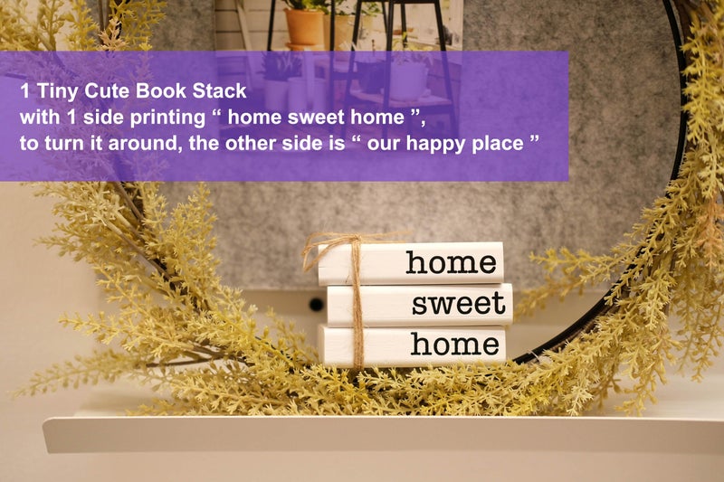 كتب زخرفية بيضاء صغيرة من LIVDUCOT Farmhouse لديكور صينية متدرجة - كتب خشبية كومة كتب صناعية لتزيين طاولة القهوة وغرفة المعيشة - لمسة ديكور على الرف الصغير - Image 3